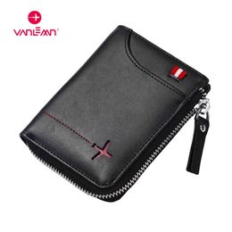 Nxy Wallet Rfid Men Genuine Leather Men s s Card Holder Luxury Boys with Coin Pocket Id Credit Purse 0212