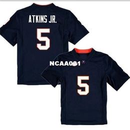 2019 NEW 001 UVA Cavalierss Lamont Atkins Jr. #5 real Full embroidery College Jersey Size S-4XL or custom any name or number jersey