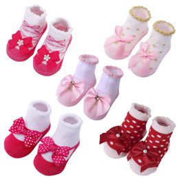 Sweet Lace Bowknot Baby Socks Princess Autumn Winter Warm Infant Toddler Ruffle Socks Soft Cute Dot Newborn Girl Floor Sock