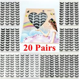 New 20 Pairs/Pack 3D Mink False Eyelashes 100% Handmade Full Strip Eye Lashes Natural Long Crisscross Eye lash Extension Fake Eyelash Makeup