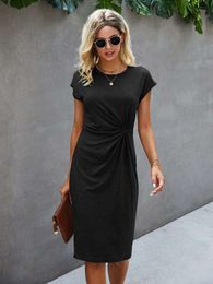 Twist Solid Fitted Dress SHE