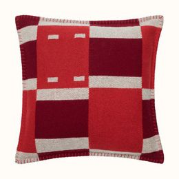 Classic Letter Stripe Square Cushion Pillow Woven Jacquard Wool Decorative Pillow With Core Soft Home Textiles