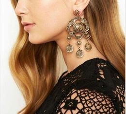 luxury women's female's ladies' punk exaggerated Vintage metal coins drop earrings dangler studs eardrop free shipping