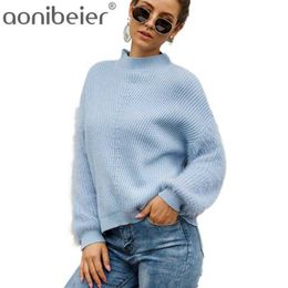 Aonobeier Mohair Long Sleeve Knit Women Sweaters Ladies Pullovers Autumn Winter O Neck Casual Loose Female Christmas Jumper 210604