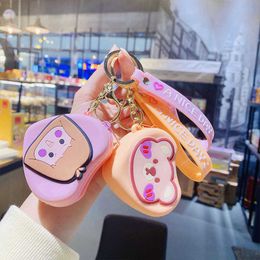 2021 New Cute Heart-shaped Coin Purse Mini Silicone Creative Animal Women Kids Gift Headset Bag Key Chain Ring G1019