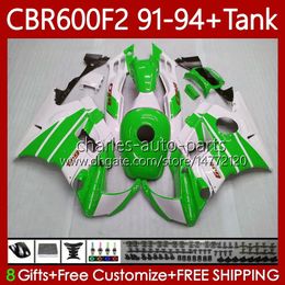 Body Kit For HONDA Bodywork CBR600F2 600CC White green 600FS 63No.203 CBR 600 600F2 91-94 CBR600 F2 FS CC 91 92 93 94 CBR600FS CBR600-F2 1991 1992 1993 1994 Fairing +Tank