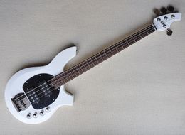 4 Strings White Electric Bass Guitar with Active Circuit,Rosewood Fretboard,24 Frets,Can be Customised As Requested