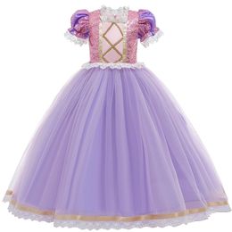 Cosplay Kids Dresses for Girls Christmas Party Princess Dress Children Tulle Short Sleeve Clothes Baby Girl Tutu 3-12Y Costume 210303