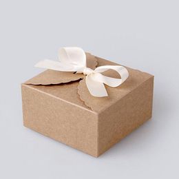 9cmx9cmx6cm Vintage Style Kraft Paper Lace Pattern Cardboard Gift Box Candy Biscuit Gift Cake Packing Case