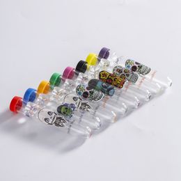 Newest Handmade Pyrex Glass Cigarette Holder Skull Philtre Mouthpiece Tips Portable Innovative Design Protection Cap One Hitter Handpipe DHL