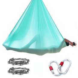 Prior Fitness 4/5/6/7M AERIAL YOGA HAMMOCK Full Set High Strength Yoga Silk Fabric with 2 daisy chain 2 carabiner Yoga Fly Swing Q0219