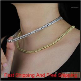 12Mm Width Thin Cz Cuban Link Chain Choker Necklace 5A Cubic Zirconia Cz Iced Out Bling Hiphop Women Lady Party Jewelry1 Fisir Ws8Cq