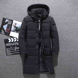 Inverno dos homens engrossou jaqueta para baixo aquecer o casaco outwear 2021 nova moda masculina longa pato branco com capuz parkas plus size 5xl g1115