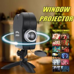 Christmas Window Projector Light Disco DJ Stage Lamp Spotlights Wonderland 12 Movies Xmas Theme Halloween Party Lights Outdoor Y201015