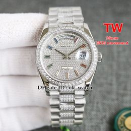 TW New 36mm 2836 Movement Automatic Womens Watch m128349rbr-0012 Rainbow Gradient Sapphire Gypsophila Dial Ladies Fashion Watches