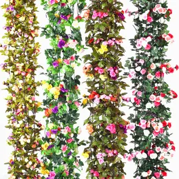 Decorative Flowers & Wreaths 2.2 Metres 42 Small Artificial Ivy Roses Fake Vine Wreath Wedding Home Store Decoration Plastic Wall Hangi