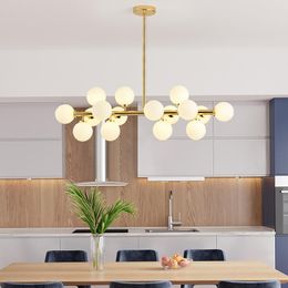 glass dining tables Canada - Pendant Lamps Modern Nordic Style Glass Ball Led Lamp Living Room Decoration Kitchen Dining Table Bedroom Salon Lighting For Home