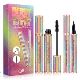 4D Fibre Lash Mascara Liquid Eyeliner Pencil kit Black Waterproof Makeup QIC starry sky Mascaras Volume thick eyelash Long Lasting Eye liner