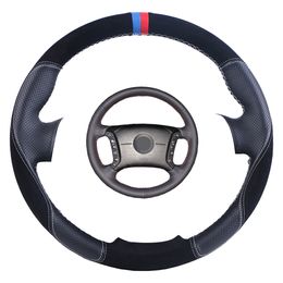 Suede Leather Car Steering Wheel Cover for BMW E46 318i 325i E39 E53 X5 /Custom Steering Wrap Braid