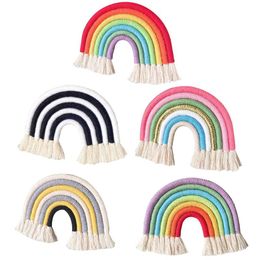 macrame nursery Canada - Tapestries 7 Layers Macrame Rainbow Wall Decor Colorful Tapestry Woven Tassel Hanging Toy For Nursery Baby Kids Girls Room