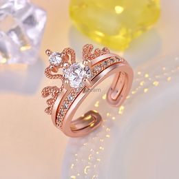2in1 Detachable Diamond Crown Ring Set Open Adjustable Combination Stacking Rings Band for Women Engagement Wed Gift Fashion Jewellery will and sandy