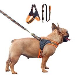 Reflective Dog Collar And leash Set Dog Accessories Seat Belt Harnesses For Small Medium Dogs Pets Supplies French Bulldog 211006
