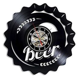 Wall Clocks Craft Beer Art Sign Vintage Laser Cut Longplay Clock For Home Bar Pub Kitchen Dining Room Decorative Silent