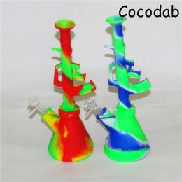 10.5inches Silicone Water Pipe Hookahs Beaker Bong with glass bowl dab oil rig Percolators smoking accessories