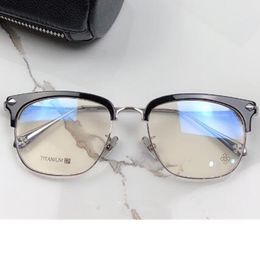 Luxury Design Men Eyebrow Pure-Titanium Glasses Frame 51-21-145 Classical Lightweight Retro-Vintage Plano Myopia Eyewear for Prescription fullset Box slunt