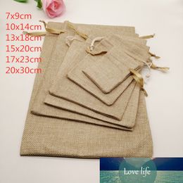 30pcs/Lot Jute Linen Bags Drawstring Gift Packaging For Christmas Wedding Party Favor Jute Gift Bag Burlap Jewelry Bag