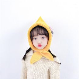 Caps & Hats Children's Knitted Hat Autumn And Winter Witch Cute Frog Ear Protection Wool Korean Casual Children