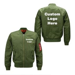 US Size Spring Autumn Custom DIY Logo Design Men Flight Jacket Printing Thin Zipper Coat Bomber Jacket Unisex Outerwear T200502