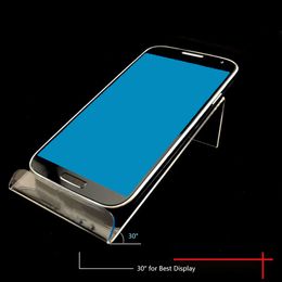 Clear Acrylic Cell Phone Display Stand Transparent Countertop Rack Easel Universal Holder Mount Free Logo Printing for iPhone Samsung Galaxy