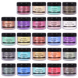 Biutee 24Color 0.35oz Lip Mica Powder Pigment For Lips Gloss DIY Nail Art Cosmetics Glitter Colour Pure Pearl Epoxy Resin