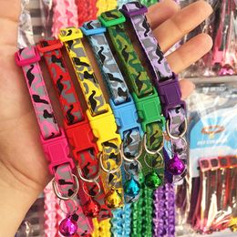 Dog Collars & Leashes Camouflage Collar For Small Cats Pet Cute With Bell Quick Release Necklace Kitten Accessories MP0068