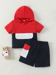 Baby Color Block Hooded Tee And Shorts SHE