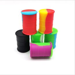 DHL 11ml OilDrum Wax Oil Container Box Bag With Hang Dab Non-stick Silicone Jar silicon Tin Colorful Storage Containers Holder Tool Case