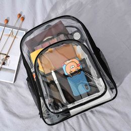 Clear Backpack Transparent PVC Multi-pockets School Backpacks See-Through Fashion College Students CuteTravel Outdoor Backpack Y1105