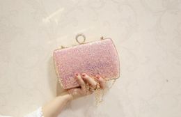 2022 new fashion pink Sequined Scrub Clutch Women's Evening Bags Clutches Gold Wedding Purse Female Handbag 06