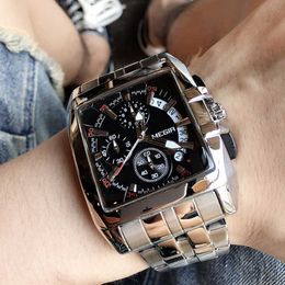 MEGIR MENSA Big Dial Luxo Top Marca Quartz relógios de pulso Creative Negócio Aço Inoxidável Sports Watches Homens Relogio Masculino X0625