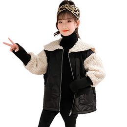 Teenage Girls Coat Outerwear Patchwork Coats Kids Thick Warm Jacket Winter Clothes 6 8 10 12 14 210527