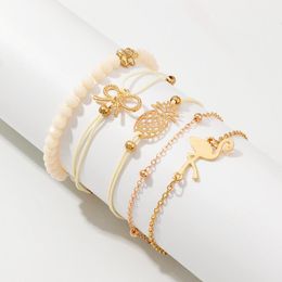 Link, Chain Trendy Pineapple Flamingos Beads Bracelet Womens Alloy Summer Jewelry For Girls