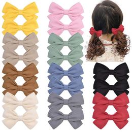 Girl Children Hair Bow Boutique All Inclusive Cloth Baby Hairpin Pure Color Cotton And Hemp Bow Kids Hairpin Hair Accessories Supply