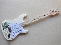 White 6 Strings Electric Guitar with Special Pattern,SSS Pickups,Maple Fretboard,Can be Customized