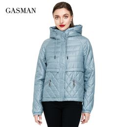 GASMAN spring cotton solid short puffer Jacket for women zipper down parka Women autumn clothes hooded jacket coat 210913