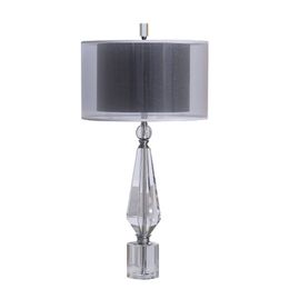 Luxury K9 Crystal Desk Lamp Fabric Shade Postmodern Simple Home Hotel Villa Bedroom Decorative Table Light Lighting