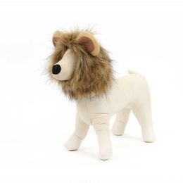 Costume Pet Wig Lion Wigs Headgear with Ear Cap Hat Hair Cosplay Party Accessories for Cat Dog Adjustable for Small Medium Large
