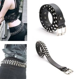 Moda donna in pelle cintura punk rivetto borchiato cintura proiettile goth jeans steam punk rock cintura donna accessori freddi 220301