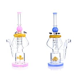 Hookah Glass Bongs Thick Glass recycler Bong honeybee decoration Pipes 15'' Tall Dab Rigs Water Pipe With quartz banger