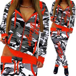 ZOGAA 2 Piece Set Women Casual Sports Tracksuits Pullover Top Shirts Jogging Suits Print Sportswear Hooded Sweatshirt Pants 211106